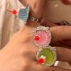 Creative Strawberry Mousse Cake Rings Jelly Pudding Ice Cream Cherry Fruit Ring Exaggerated Vintage Chunky Girls Finger Rings