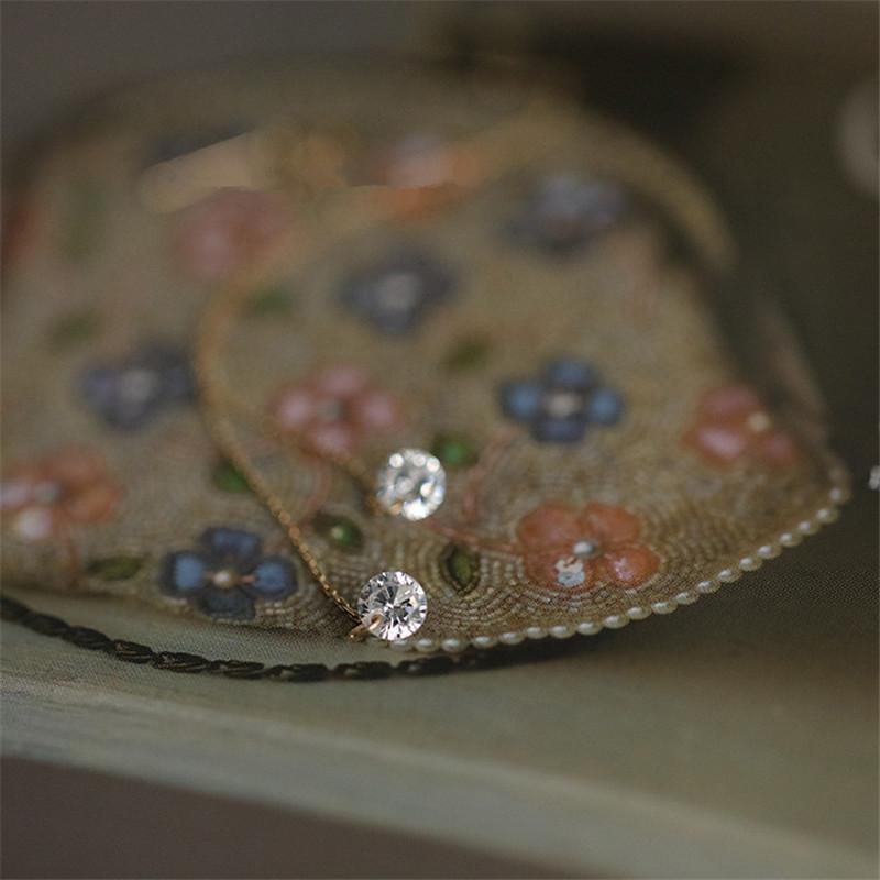 925 Sterling Silver 14k Gold Plated Ear Wires Long Temperament Versatile Tassel Zircon Earrings for Women Wedding Jewelry