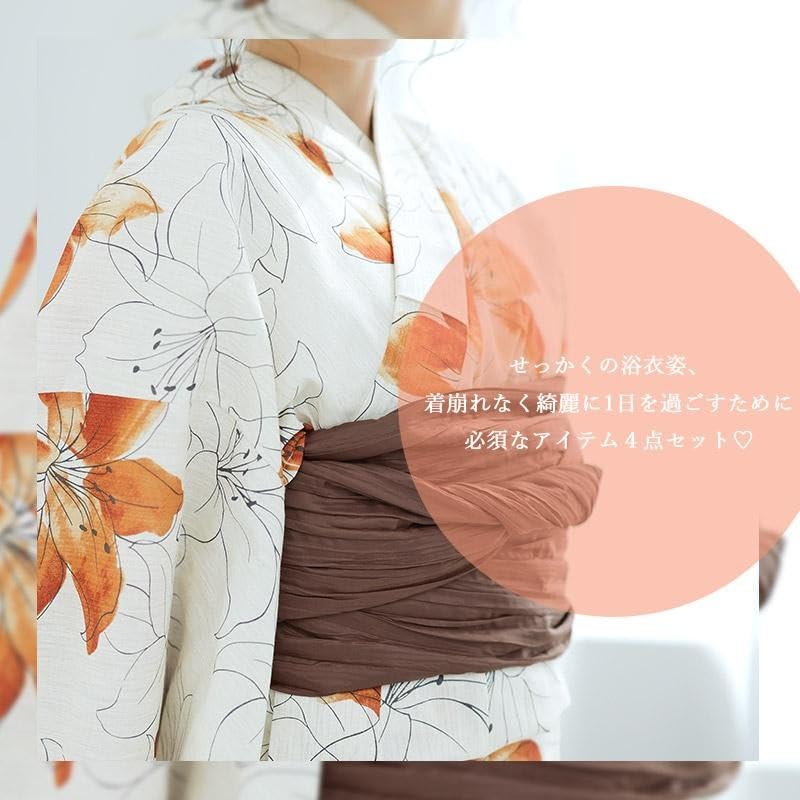 [Dita] Women's Kimono Dressing Set (4-piece set: front board, waist tie, Korin belt, Datejime) for Yukata, Kimono, and other Japanese clothing
