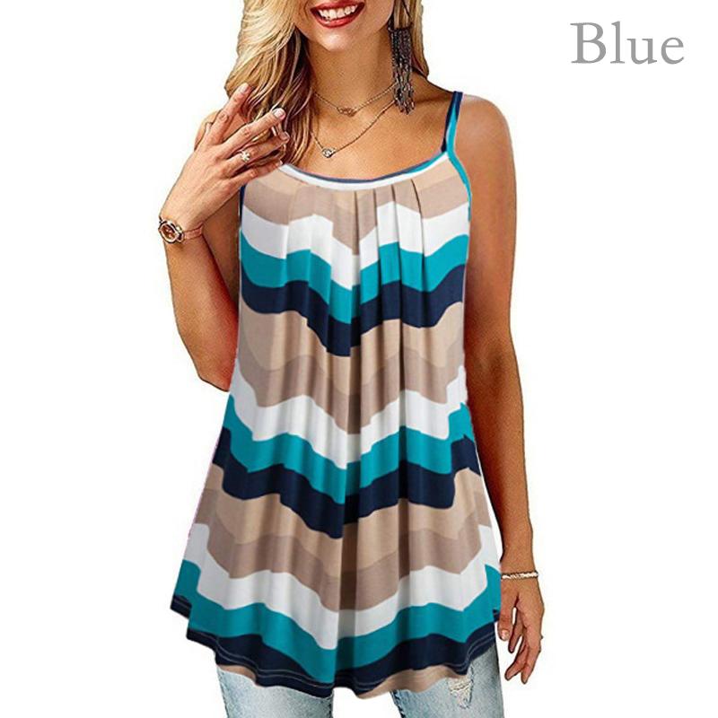 

Женская летняя футболка с цветочным принтом, свободная футболка без рукавов, модная повседневная футболка большого размера S-6XL 3XL синий