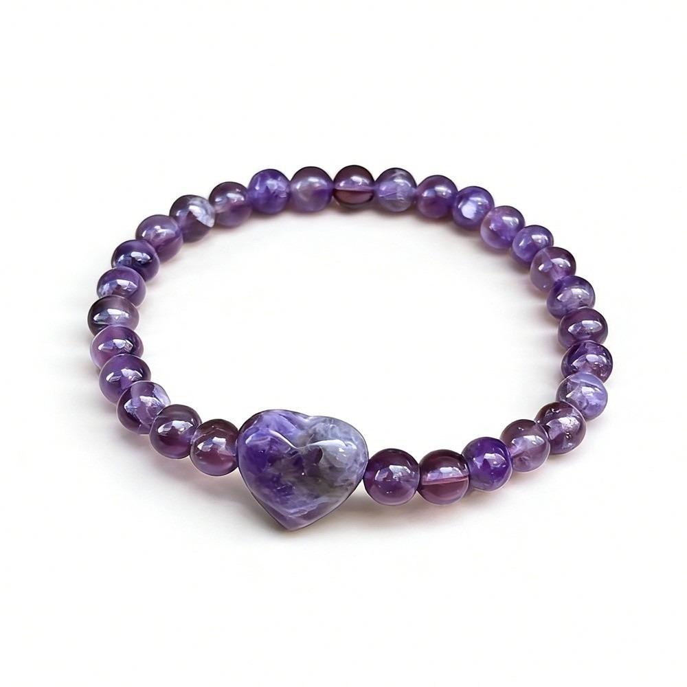Natural Stone Beaded Bracelet Heart Couple Bracelet Elegant Strand Bracelets  Women Lovers