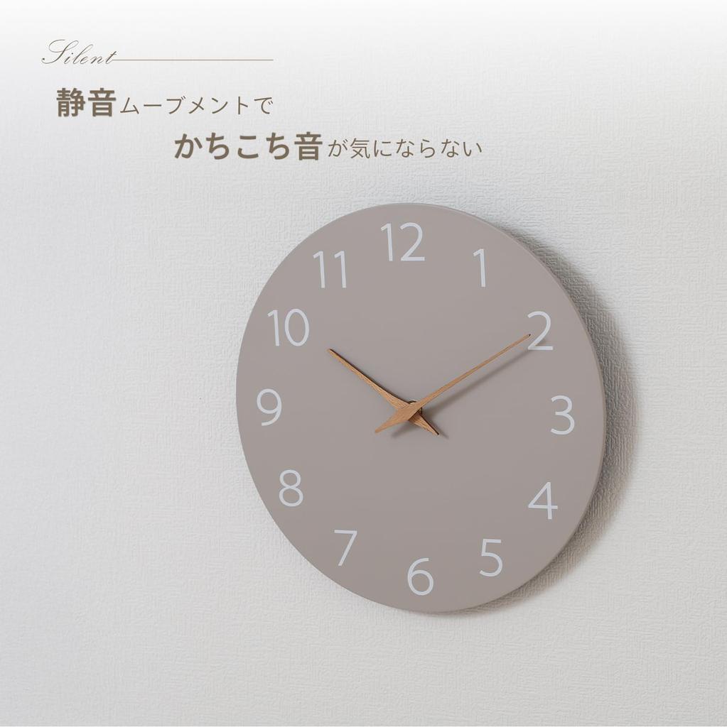 Fuji Boeki Silent Wall Scandinavian 28cm 28cm Width x Depth x 28cm 42116 Clock, Style, Diameter, mokumo, 3.5cm Height, Gray,