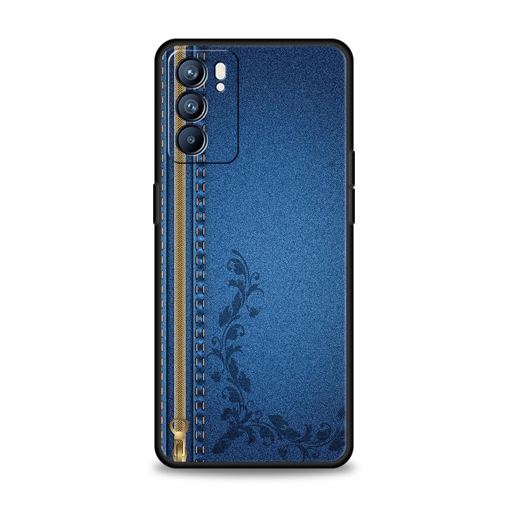 Leather Cloth Pattern Phone Case For Oppo A17 A31 A54 A57 A78 A79 A98 Find X5 X6 Reno 6 7 8 10 11 12 13 F Pro 5G Soft TPU Cover