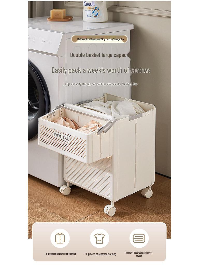 Multifunctional Folding Laundry Basket, Large Capacity Handheld Hamper for Clothes & Sundries, Bathroom Storage Solution.