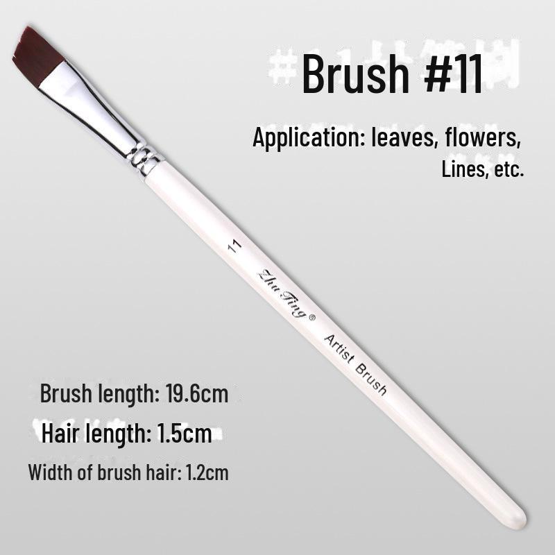 17-częściowy zestaw pędzli do malowania twarzy: Haczyk, Linia Haczyka, Wytłaczanie, Rząd, Płaski Daszek, Skośny Daszek, Płatki Pędzle