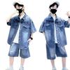 Boys Denim Suit Summer Clothes Children's Short Sleeve Shirt + Shorts Sports Korean Tracksuit Sets Kids Luxury Clothing Suit