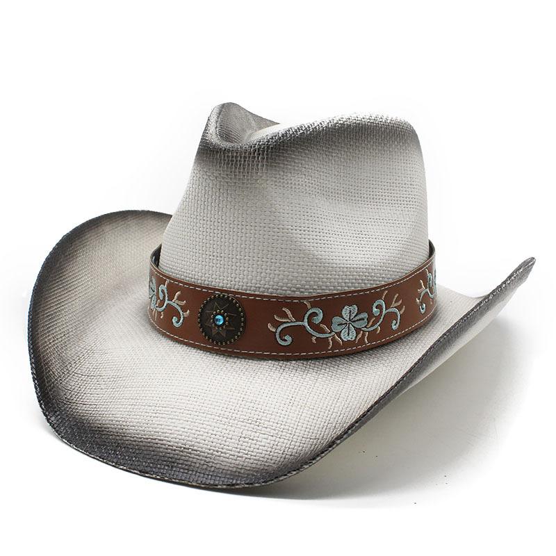 Outdoor Beach Hat Women'S Big Eaves Sunscreen Hat Spray Painted Denim Straw Hat