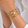 Stainless Steel Mesh Chain Watch Strap Bracelet for Women, Zircon Cherry Charm Wristband Bangle, Waterproof Party Jewelry