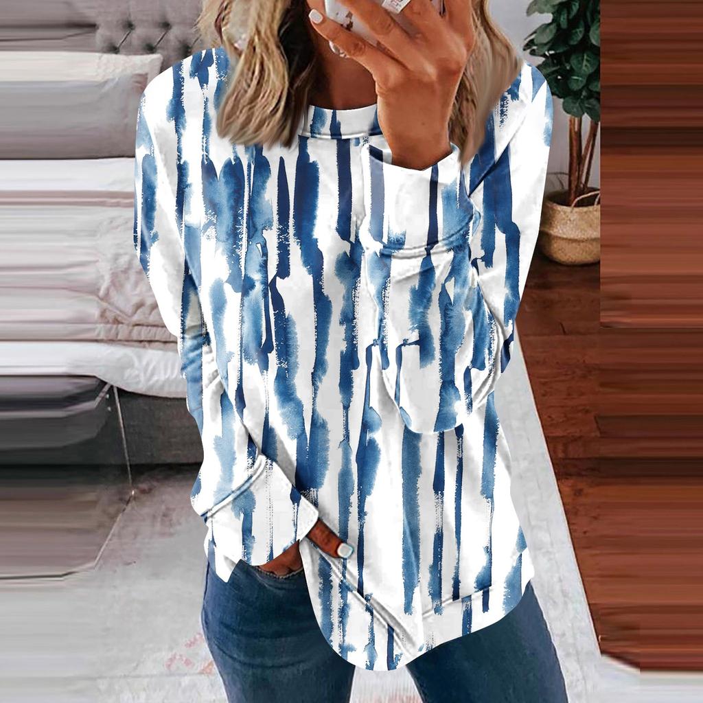 Long Sleeve Shirts For Women Cute Print Graphic Tees Blouses Casual Plus Size Basic Tops Pullover