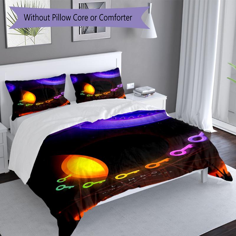 3Pcs Mysterious Neon Keys Bedding Quilt Set Quilt Cover Gift For Fans 1 Duvet Cover 2 Pillowcase Game634