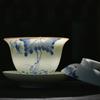 Sheep Fat Jade Covered Bowl Painted with Gold Ceramic Tea Making Bowl High White Porcelain Kung Fu Tea Set and Tea Bowl