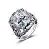 Vintage 100% 925 Sterling Silver Rings Aquamarine Triangle Woman Ring Blue Birthday Party Banquet Creative Fine Jewelry 2022 New