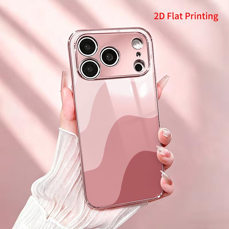 2DFlat electroplated tempered glass phone case,Pastel Waves Design,suitable for iPhone 18 Pro Max 17 16 15 14 13 12 11