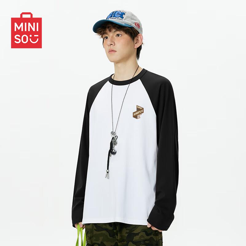MINISO Men s Color-Block Raglan Long-Sleeve T-Shirt 2XL