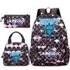 3Pcs/set Anime Cartoon Printed Backpack Handbag Pencil Case for Teenger Student Girl Boy Large Capacity Waterproof Bookbag