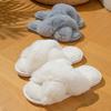 Princess style autumn and winter new high-end plush slippers women's home thickened cross cotton slippers