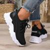 Large Size Women's White Shoes Summer Mesh Lace Sneakers Comfortable Low-top Running Shoes