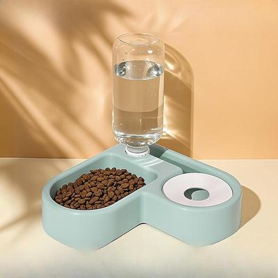 Ciotola per Gatti Dispenser Automatico d'Acqua, Ciotola per Animali a Forma di Cuore, Bordo a Prova di Umidità, Ciotola per Gatti e Cani, Tavola Integrata a Doppia Ciotola