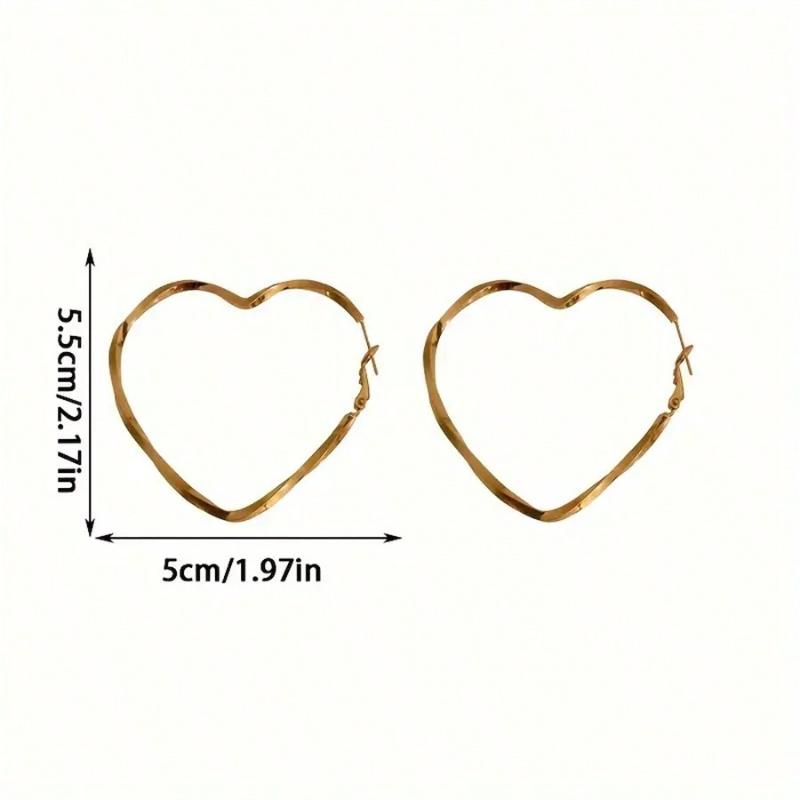 1 Pair Elegant Minimalist Heart Shaped Gold Color Pendant Earrings, Fashionable Statement Jewelry Halloween Valentine's Day Valentines