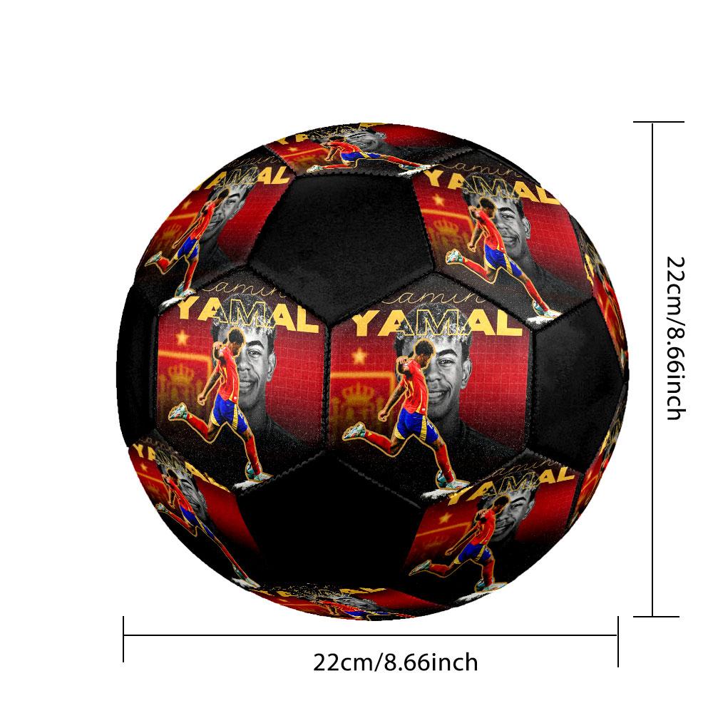 1PC Lamine Yamal Génie taille 5 ballon de football PrahaBallon de football en salle Coloré Tous les âges Cousu à la machine PVC Prêt pour la compétition Durable Haut rebond