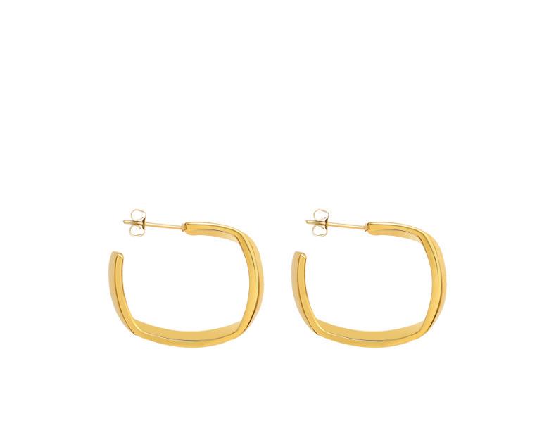 Minimalist Retro Geometric Earrings for Women - Hong Kong Style, Christmas Autumn/Winter, 18K Gold Plated Titanium Steel