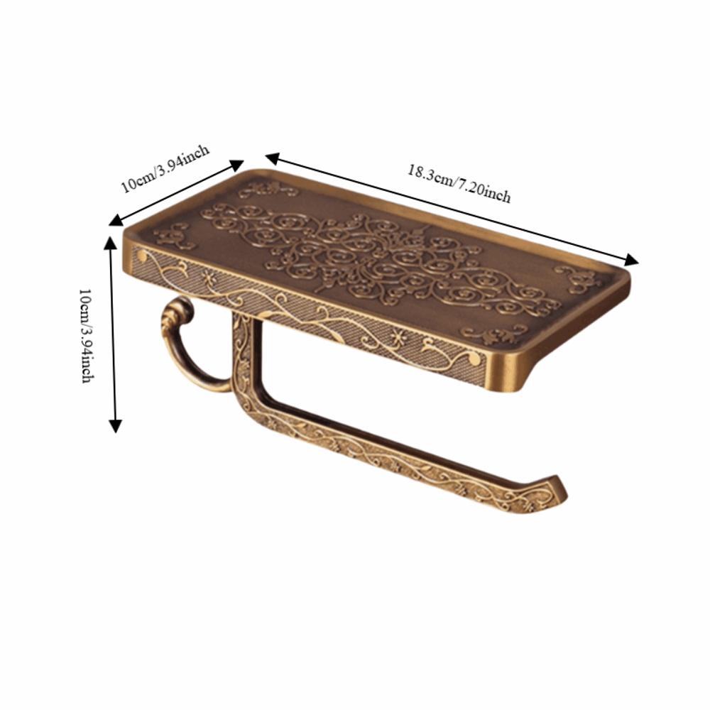 Aluminum Paper Roll Rack Vintage Style Carved Floral Design Toilet Paper Towel Holder Rustproof Wall Mounted