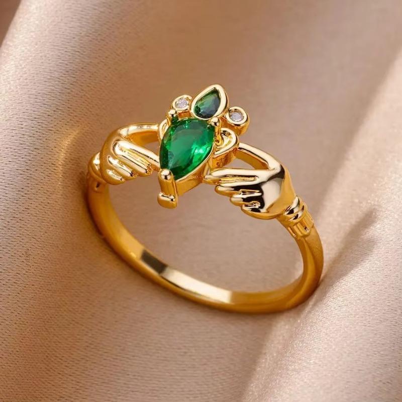 Hot-selling Micro-inlaid Colored Treasure Zircon Ring Women's Simple and Versatile Unique Design Love Geometric Light Luxury Ring