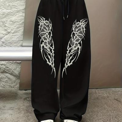 Sommer Harajuku Stil Personlig Trykt Unisex Oversized Løs Y2K Gotisk Afslappet Sports Mode Tørrende Bukser