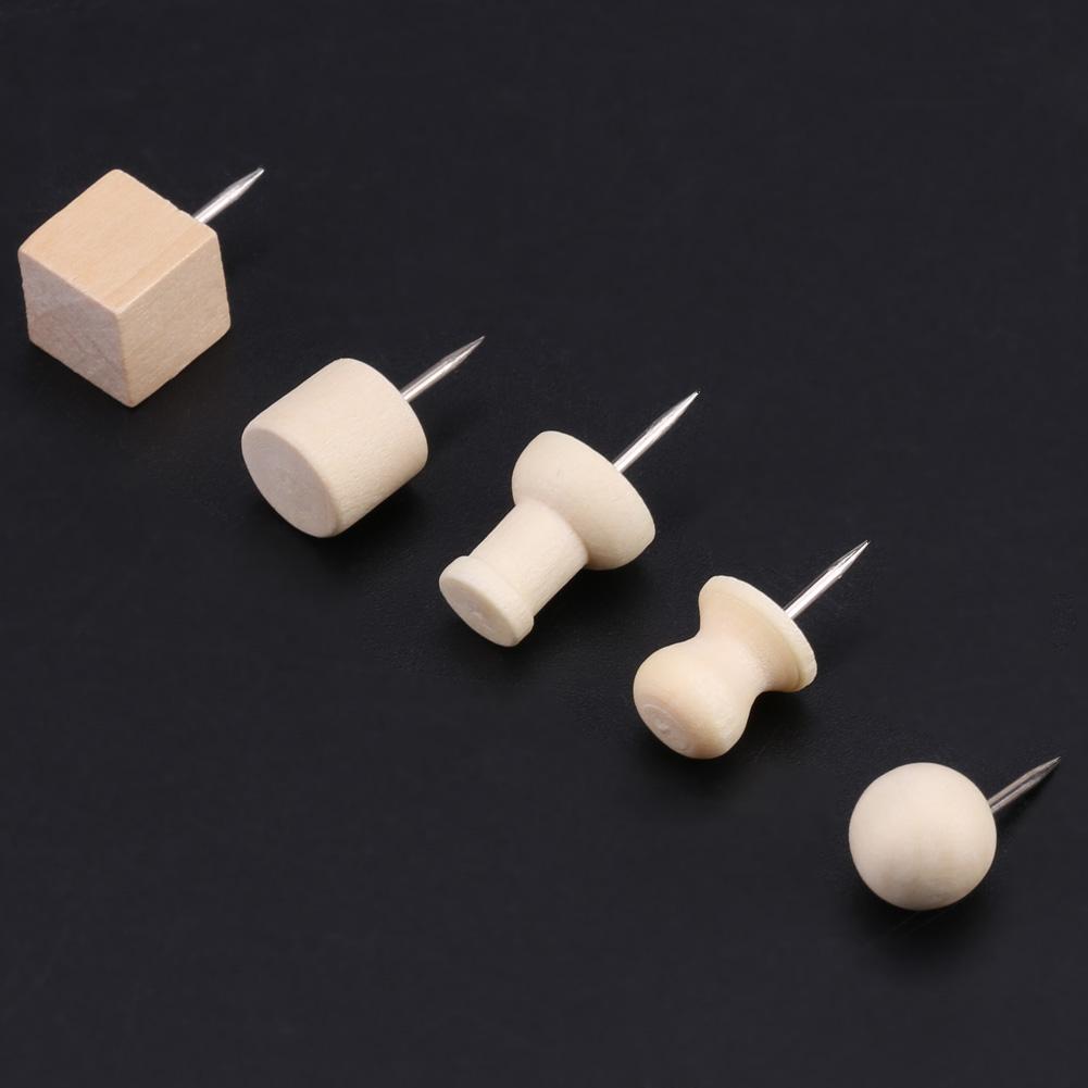 180pcs Nautral Wooden Pushpin Thumbtack Pins Decorative DIY Tool 10mm