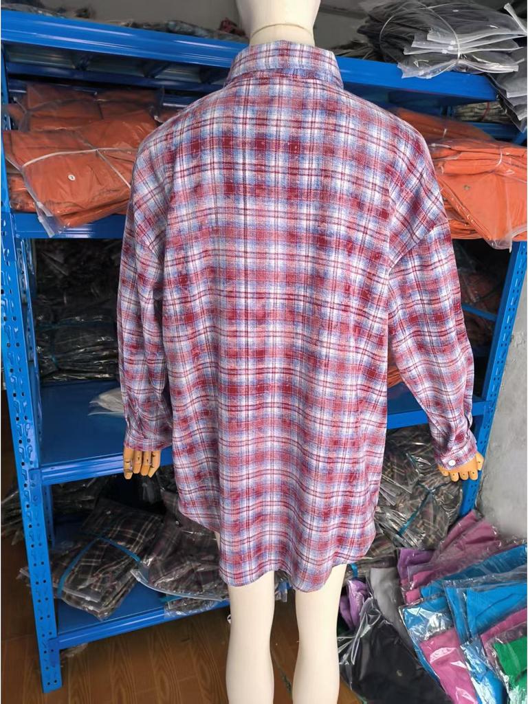 2024 Trendy European & American Cotton Plaid Shirt: Versatile, Loose-Fit, Long-Sleeve Women's Fashion for a Stylish Commute