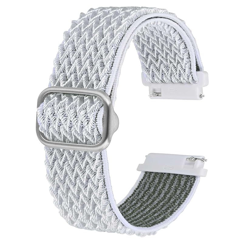 

[BISONSTRAP] watch band nylon watch belt 18mm Quick Release Stepless adjustment elastic replacement band white