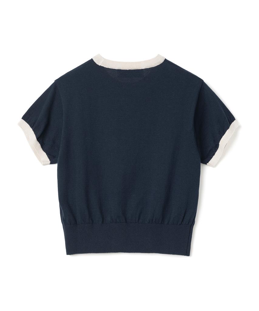 KNITTED (W) Cotton Logo Ringer Knit Navy