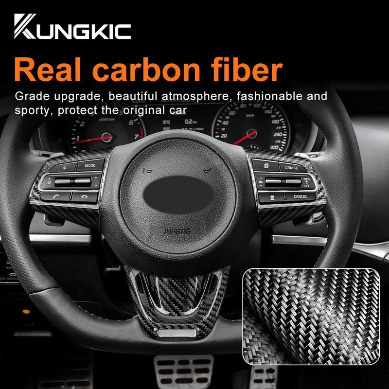 Real Hard Carbon Fiber For KIA Stinger 2018 2019 2020 2021 2022 2023 Car Steering Wheel Panel Cover Interior Trim Accessories.
