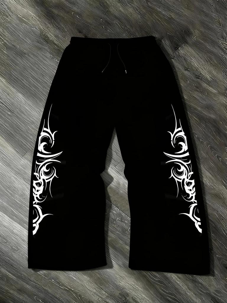 Y2K Gothic Lace-up Wide Leg Sweatpants: Unisex, Loose & Slimming