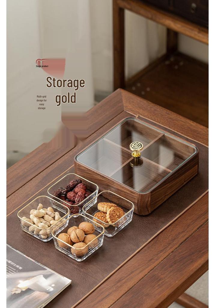 Walnut Wood Multi-Layer Nut and Snack Box