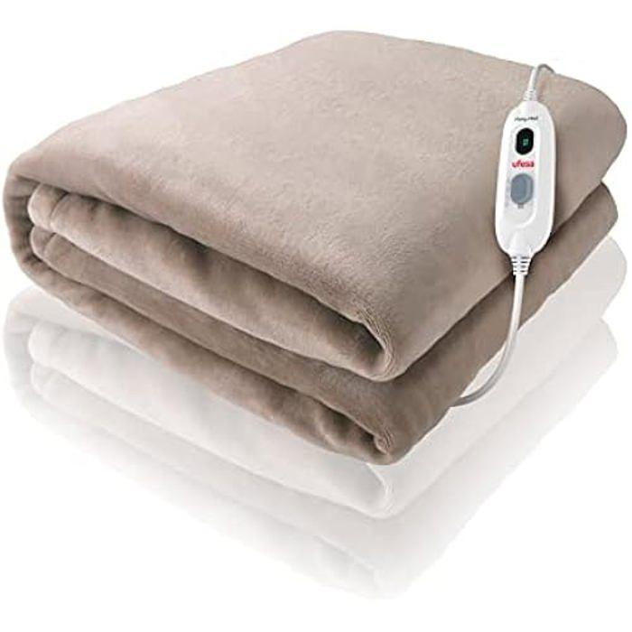 Ufesa softy plus couverture chauffante électrique 180x140cm, 120w, 3 niveaux de température, arrêt automatique, lavable.