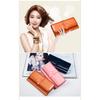 Pure leather three fold women's wallet, long buckle leather, cowhide, multi slot large capacity Korean version women's wallet, leather wallet