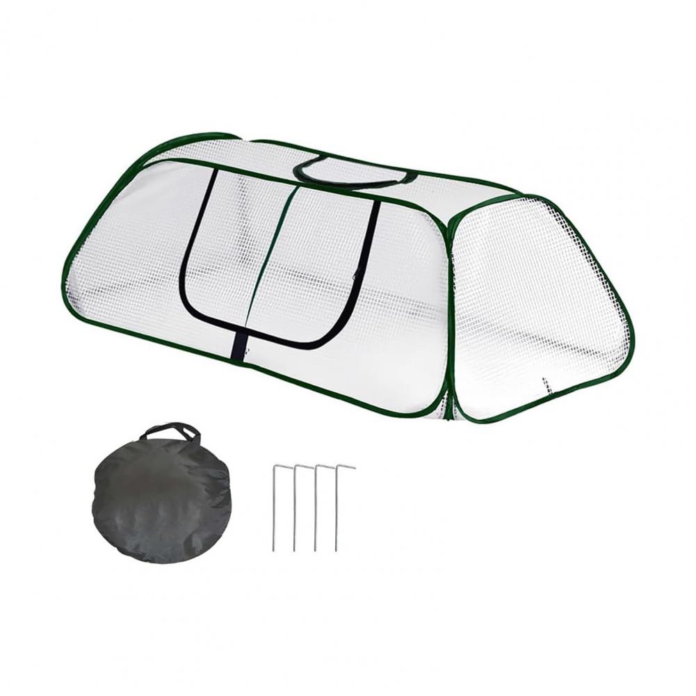

Collapsible Plant Greenhouse Plants Pop-Up Mesh Cover with Side Window Planter Box Protector Cage for Vegetable Rows Seedlings зелений