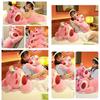 Cute Short Plush Strawberry Bear Stuffed Toy Pillow For Kids 35cm Pink