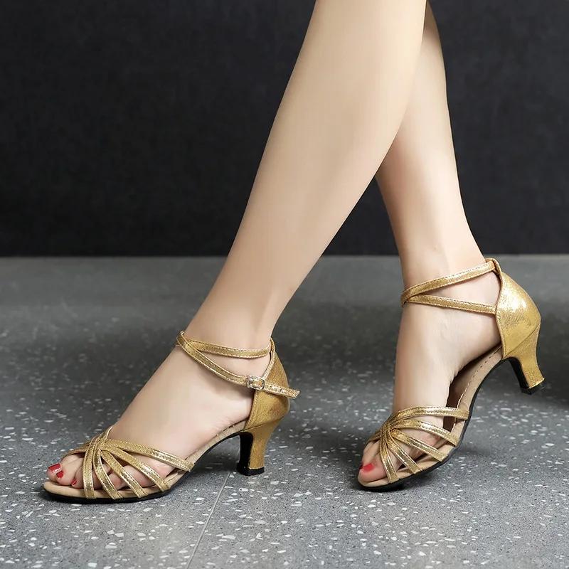 Latin Dance Shoes Women Square Dance Social Soft Sole Waltz Lightweight Shockproof Synthetic Leather Shoes Adults