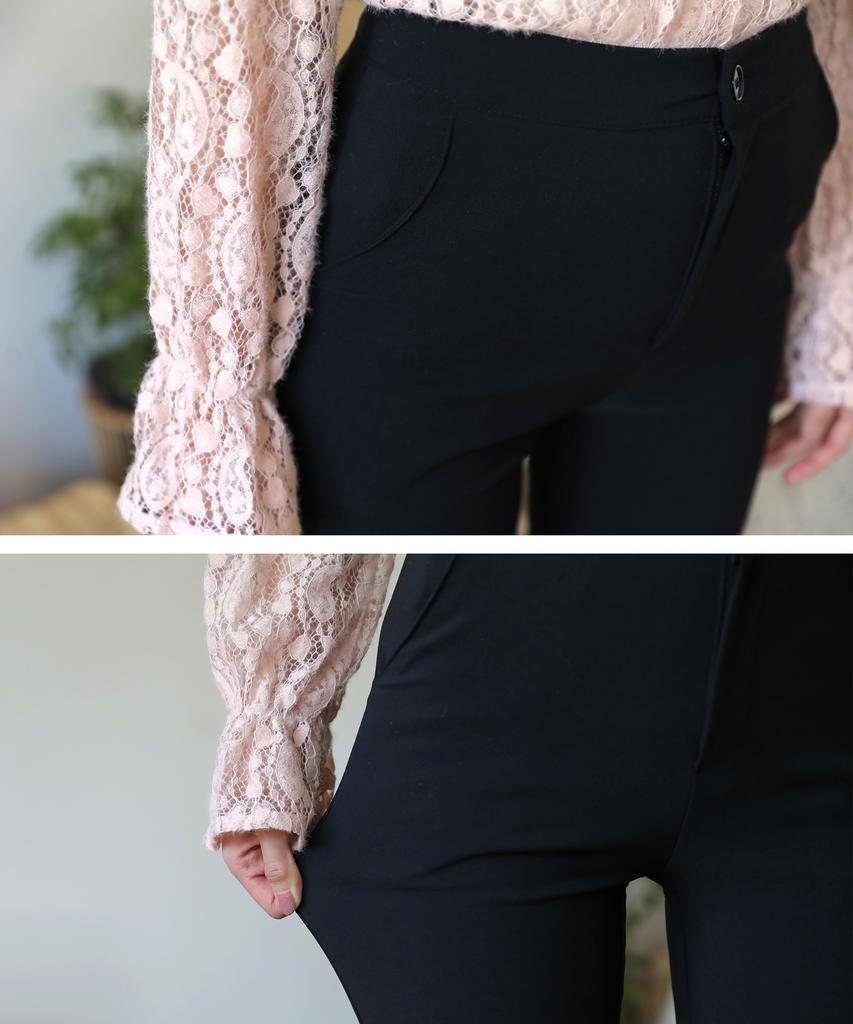 Ppaeppae Hidden Elastic Waist, Long Rise, Comfortable High Slacks