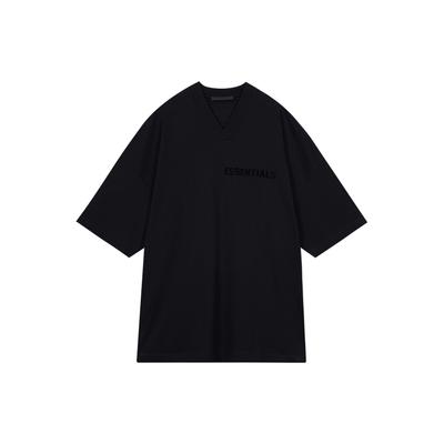 Essentials Ss23 V-Neck Core Collection Short Sleeve T-Shirt Unisex Tops Jet-Black 125SP234116F