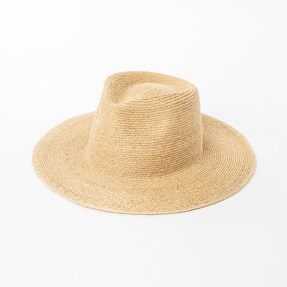 Spring and summer new fashion casual hand-woven dyed raffia wide-brimmed jazz hat outdoor beach sunscreen shading straw hat