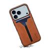 DENIOR For iPhone 17 Pro Max Case Elastic Card Holder PU Leather+TPU+PC Phone Cover