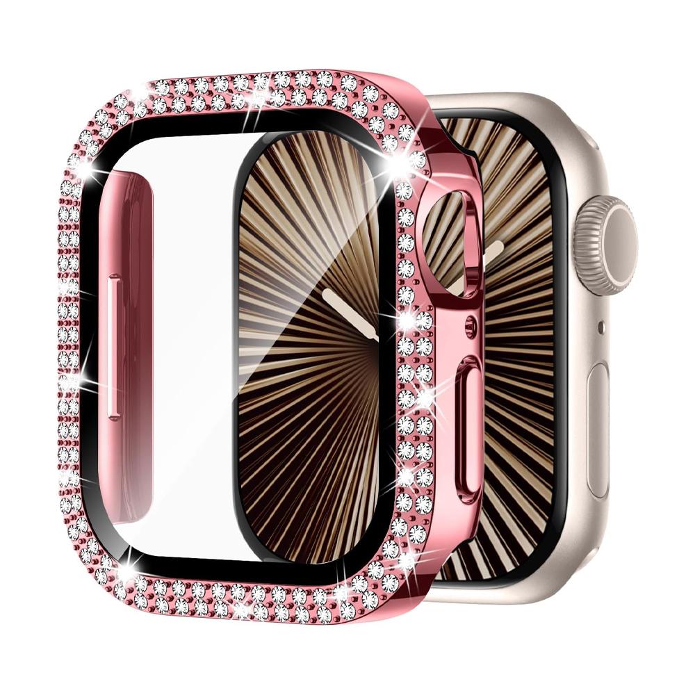 Screen Protector For Apple Watch Case 10 11 42mm 46mm 38/40/41/44/45mm Diamond Bumper Tempered Glass Series 9 7 SE 6 8 5 Cover