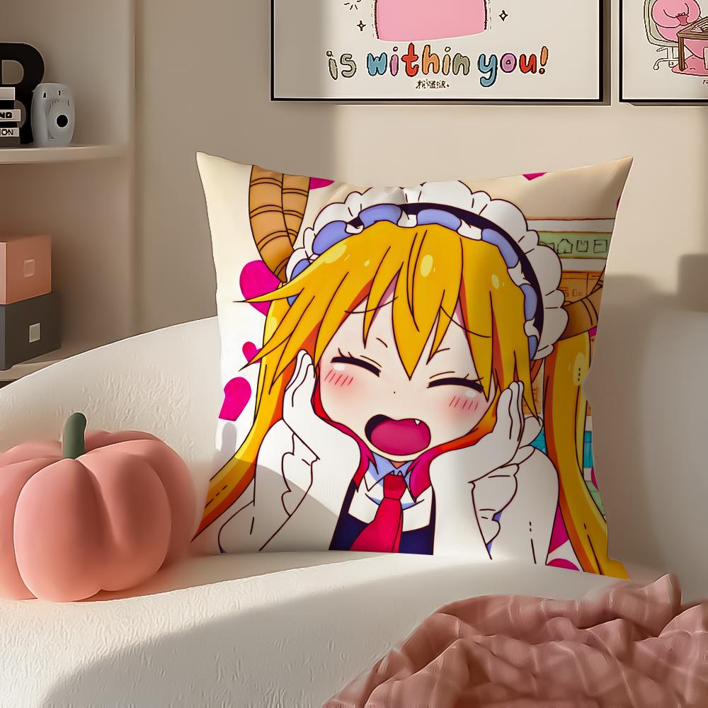 Miss Kobayashis Dragon MaidB Anime Cushion Cover Pillowcase Short Plush Invisible zipper Room Sofa Cushion Cover