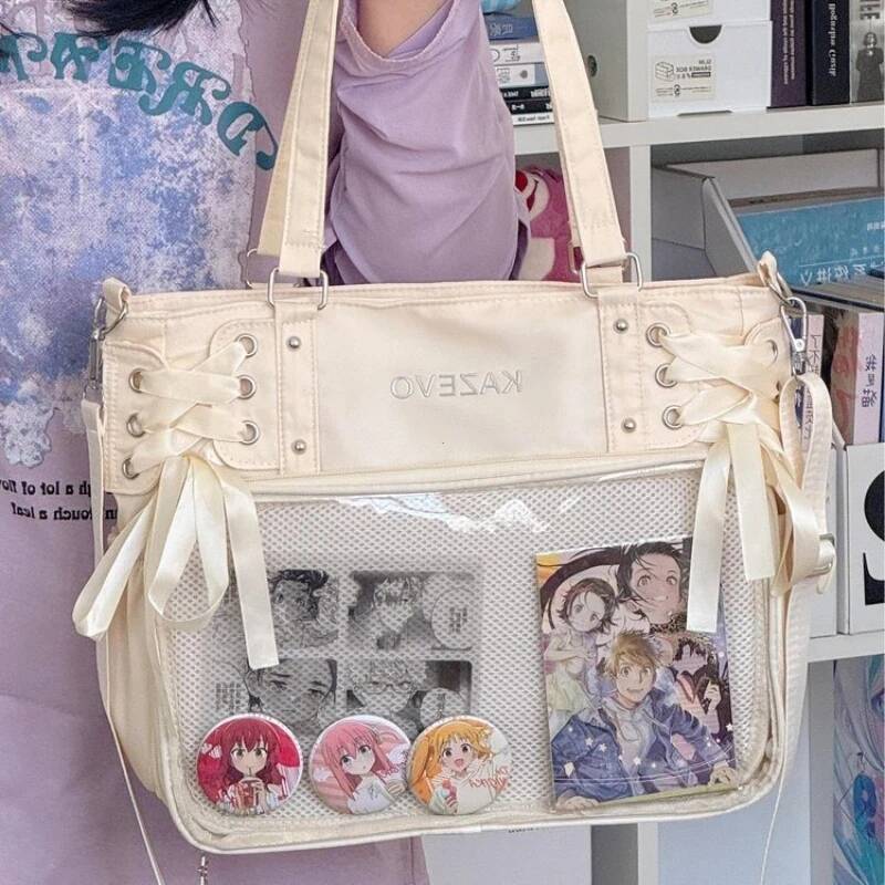 New Y2k Sweet Anime Ita Tote JK Two-dimensional Sling Carry Bag Lolita Female Transparent Shoulder Bag Otaku DIY Comic Display Handbag