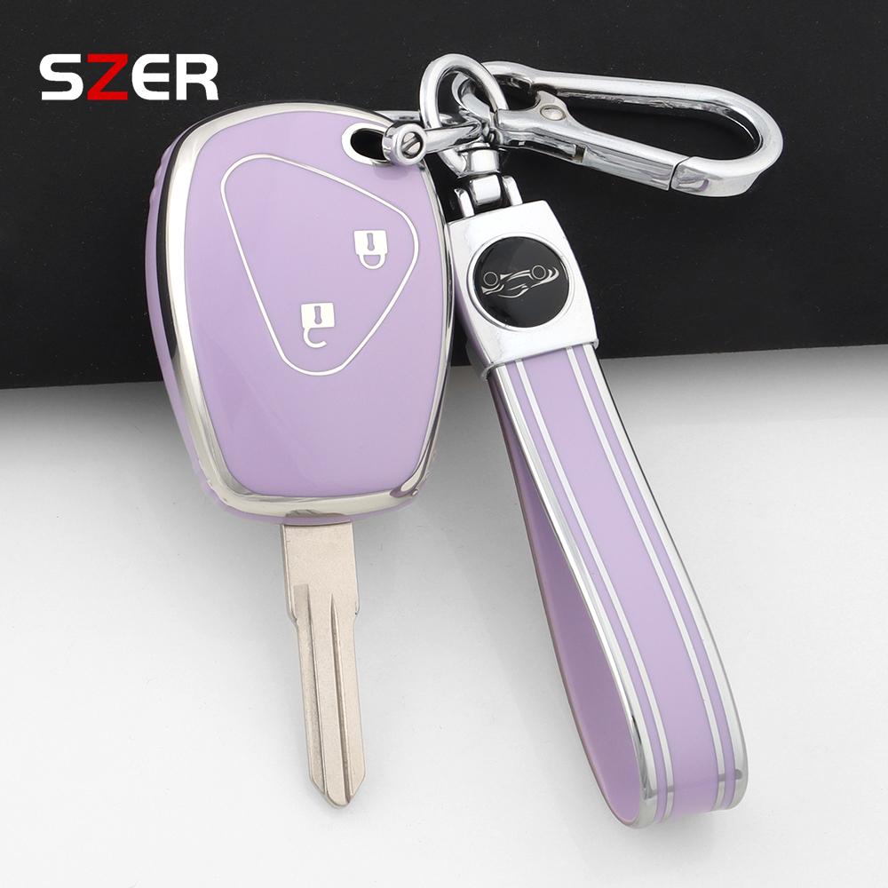 For Renault Trafic Clio Duster Logan Dacia Sandero For Nissan Terrano Almera 2 Button Tpu Car Key Case Cover Protector Keychain