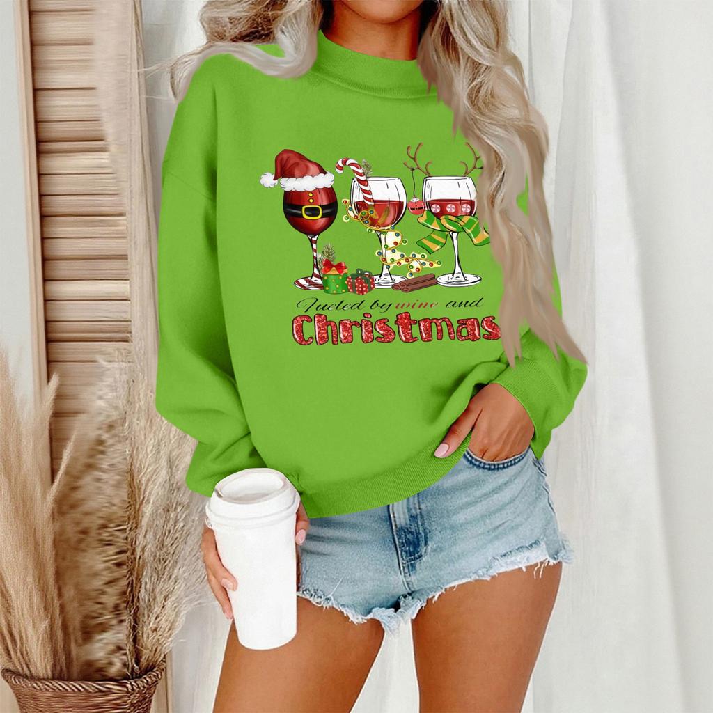 Women's Casual Fashion Round Neck Long Sleeve Christmas Printed Sweatshirt