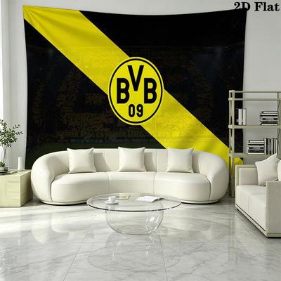 Borussia Dortmund Logo Wall Tapestry Aesthetic Wall Hanging Printed Fabric Blanket Decorative Tapestries for Bedroom Living Room Home Decor